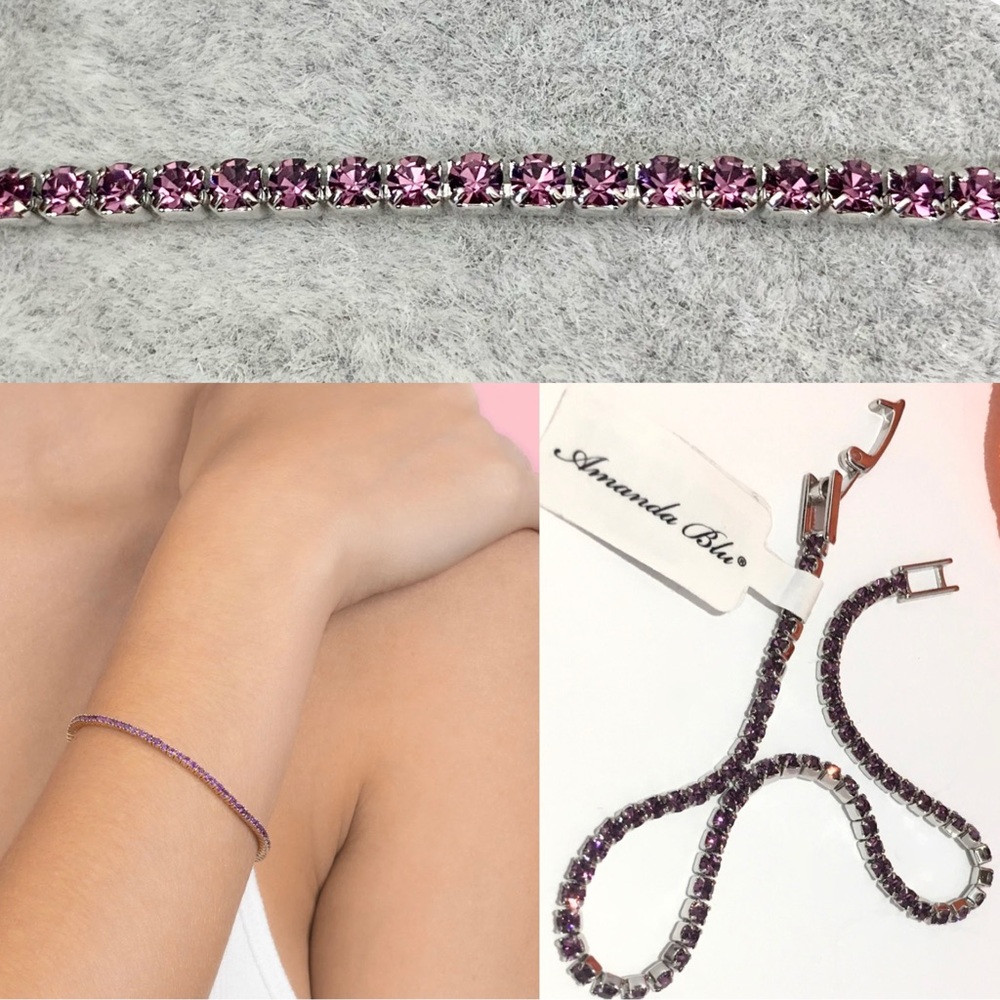 Elegant Amethyst Crystal Sparkling Tennis Bracelet